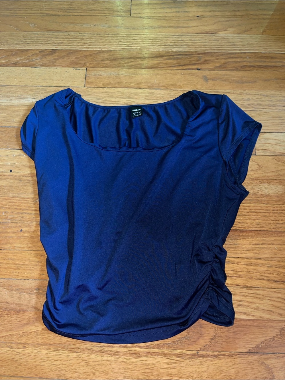 Studio 1940 Deep Blue Scoop Neck Short Sleeve Top